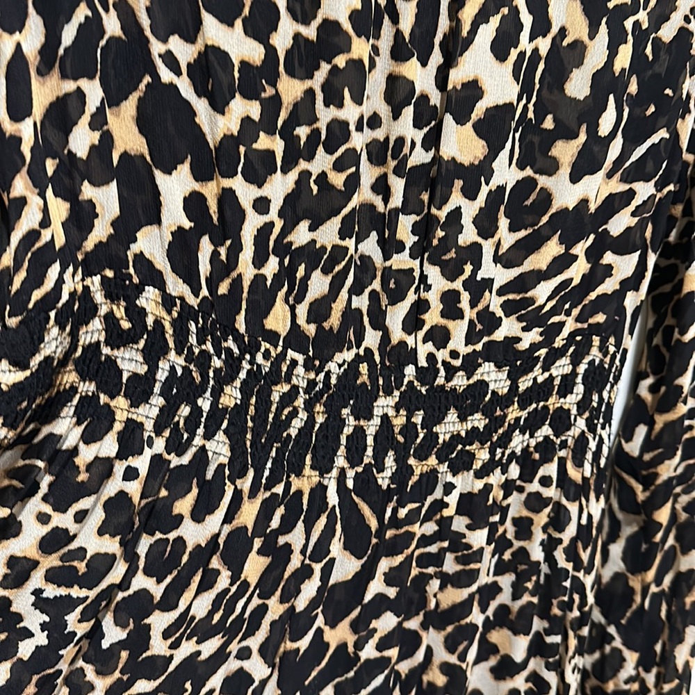 Zara Leopard Sheer Dress Midi long sleeve - Picture 6 of 8